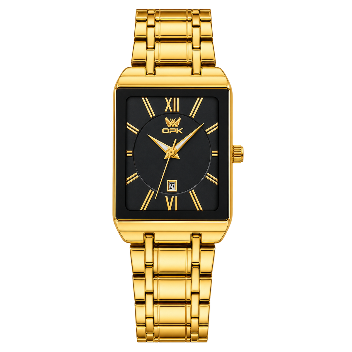 OPK 8156 Men's Quartz Watch, Rectangular, Stainless Steel, 3 ATM