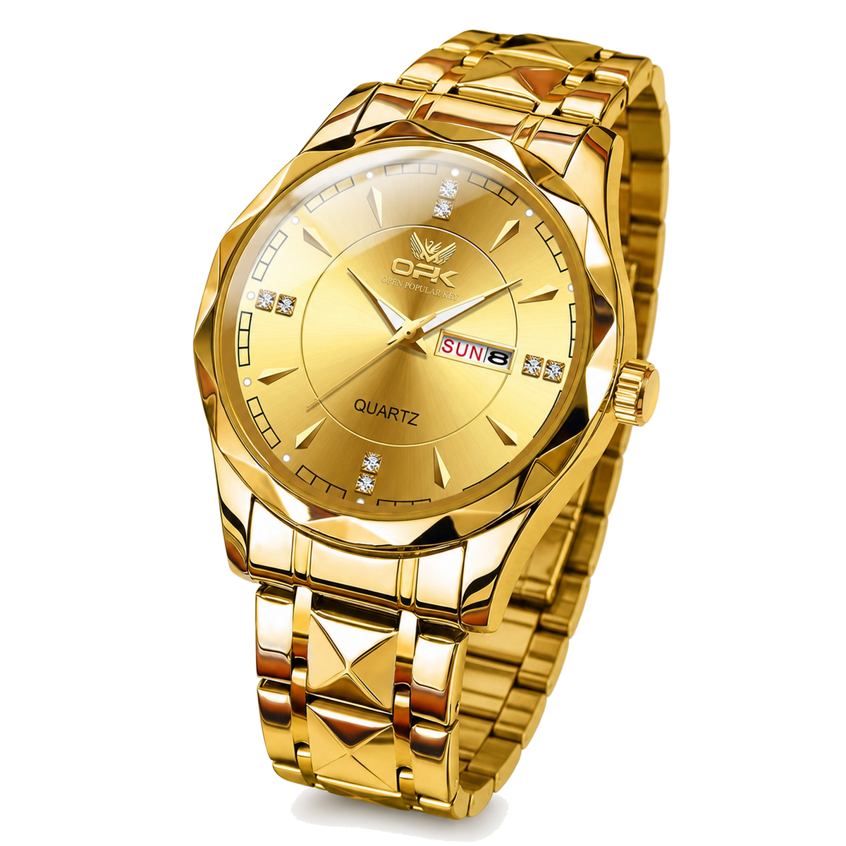 OPK 8151 Men's Quartz Watch with Day & Date, Stainless Steel, 3 ATM