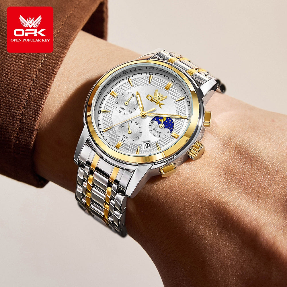 OPK 6050 Men's Chronograph Quartz Watch with Moon Phase Display – detail view 2