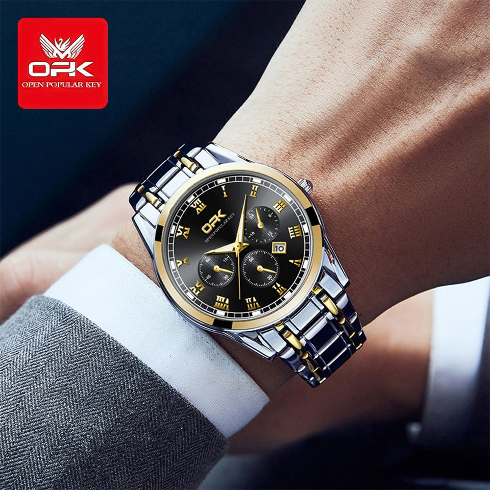 OPK 8119 Men's Quartz Watch, Multifunction Look, Stainless Steel, 3 ATM – detail view 8