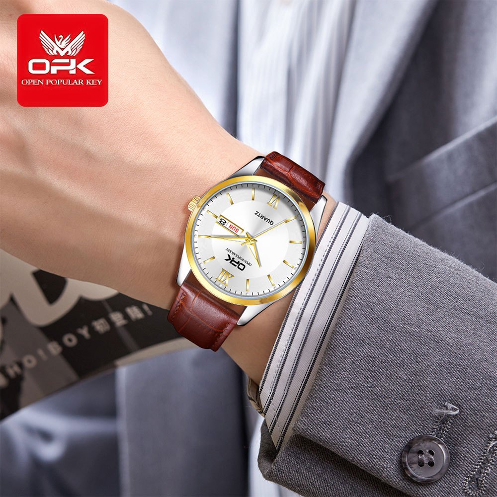 OPK 8132 Men's Quartz Watch with Leather Strap – detail view 2