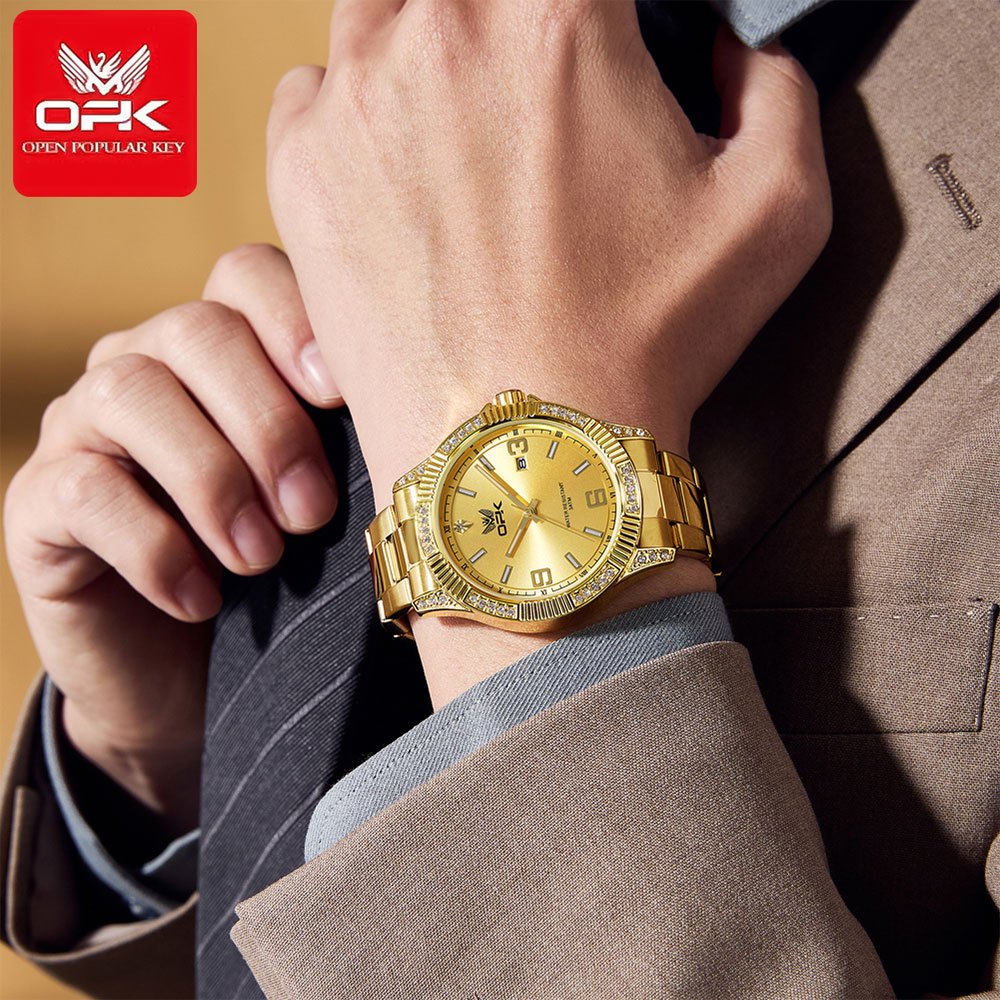 OPK 8184 Men's Quartz Watch with Rhinestone Bezel – detail view 3