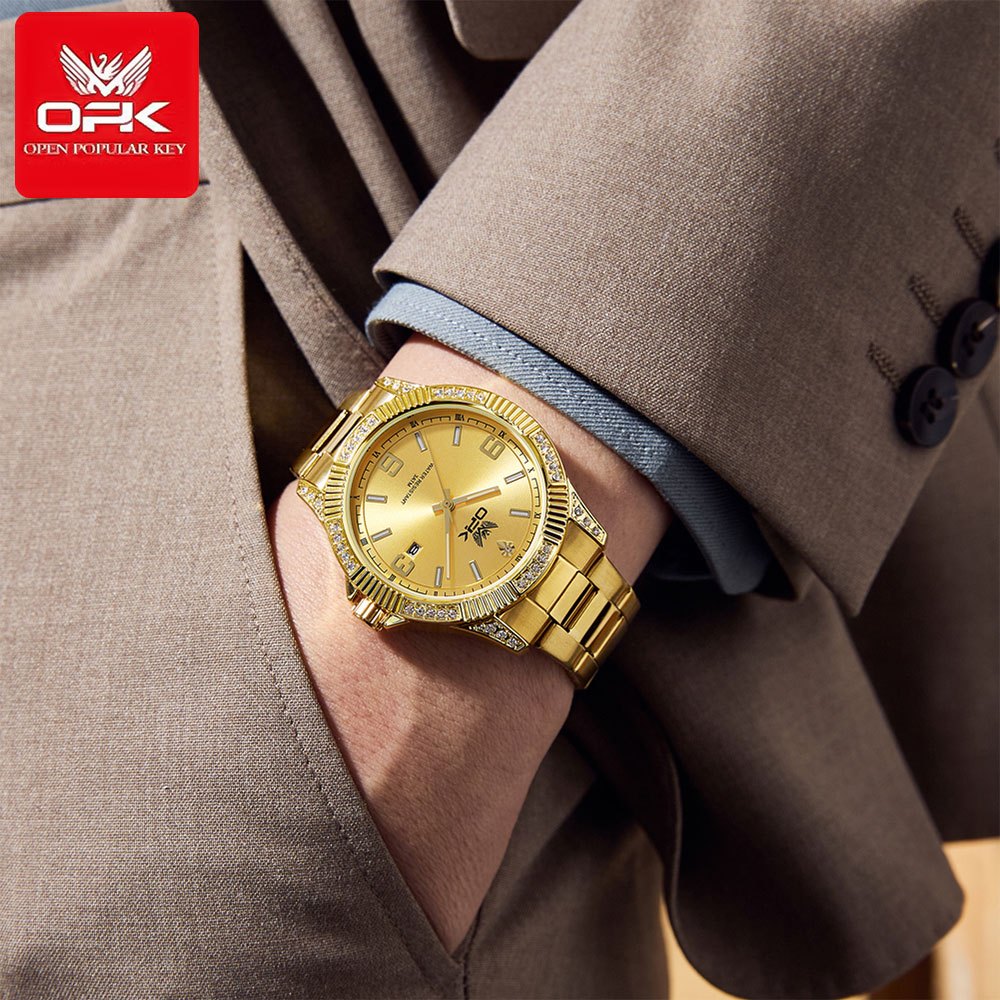 OPK 8184 Men's Quartz Watch with Rhinestone Bezel – detail view 4