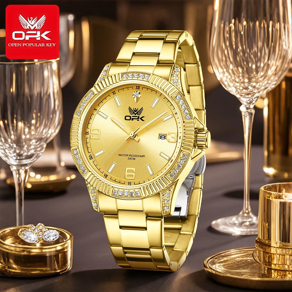 OPK 8184 Men's Quartz Watch with Rhinestone Bezel – detail view 6