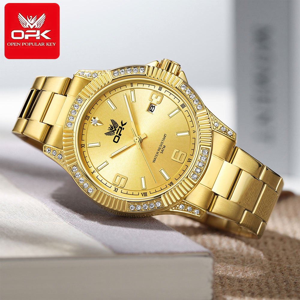 OPK 8184 Men's Quartz Watch with Rhinestone Bezel – detail view 8