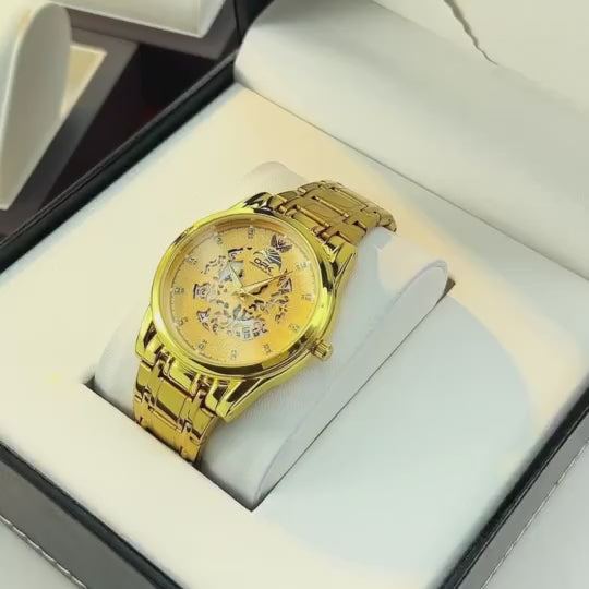 OPK 8149 Men's Quartz Watch, Skeleton Design, Stainless Steel, 3 ATM product video