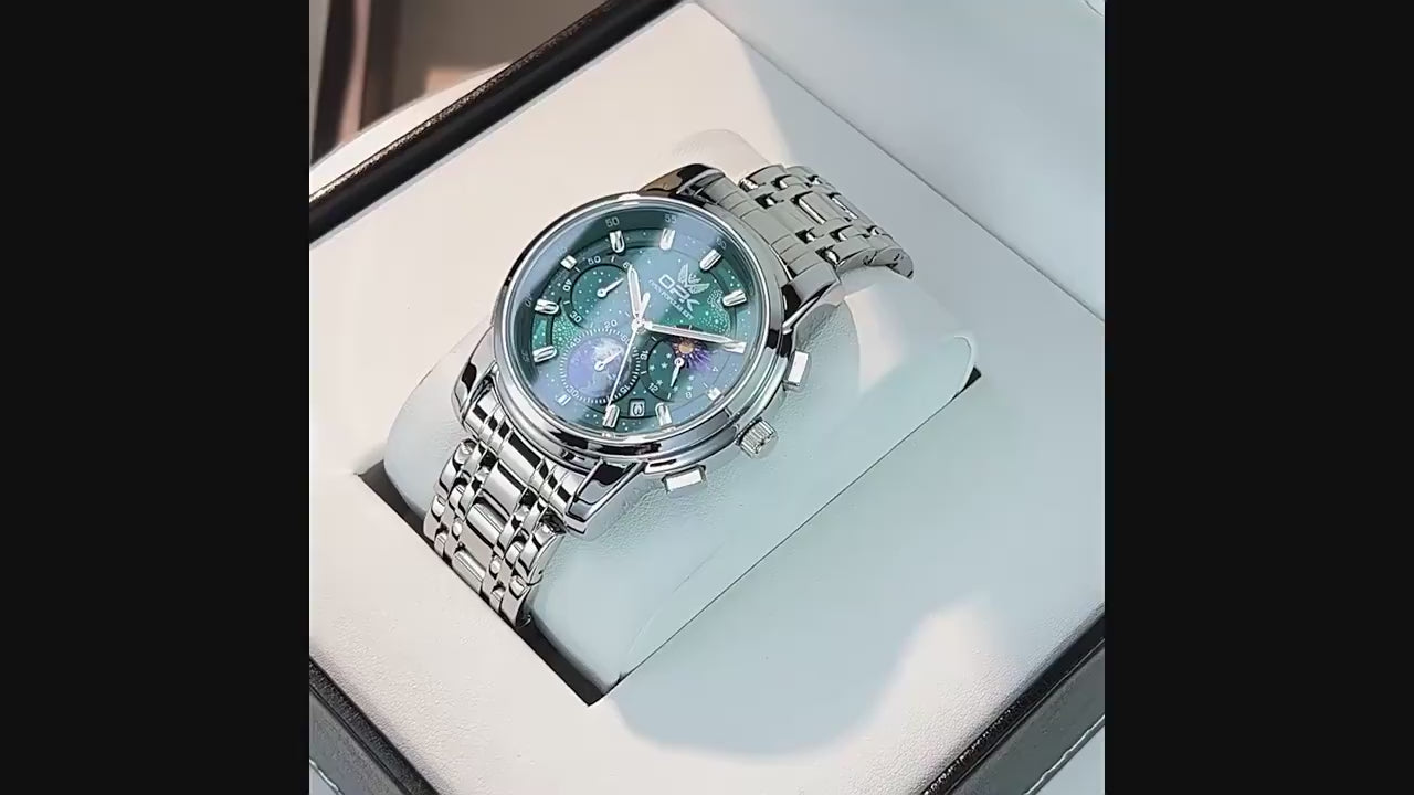 OPK 8142 Men's Quartz Watch with Starry Sky Dial product video